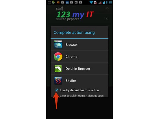 Android Browser Set Default Button