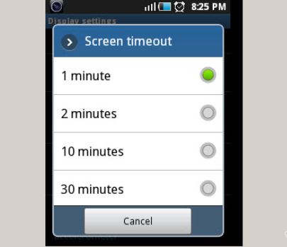 Android Screen Timeout