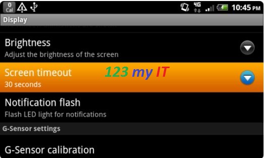 Android Screen Timeout Menu