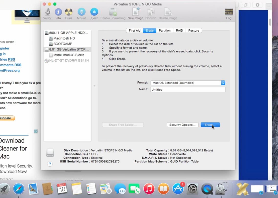 Create MacOS Sierra Install USB