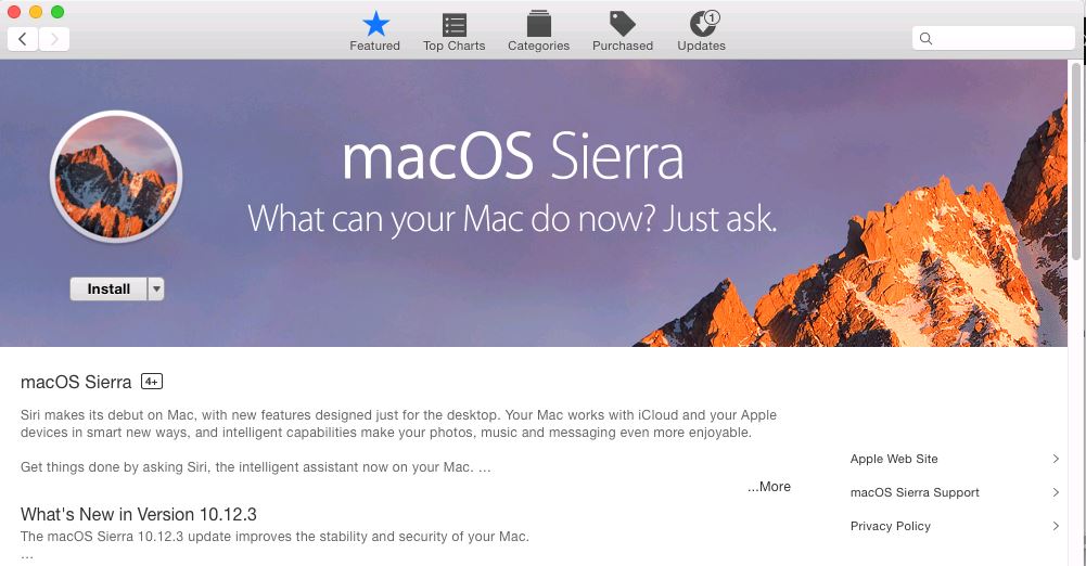Download or Install MacOS Sierra