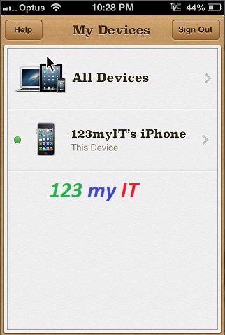 Fine My iPhone Menu