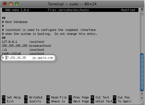 Mac Terminal Hosts file