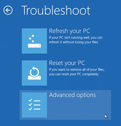 Troubleshoot Advance Options