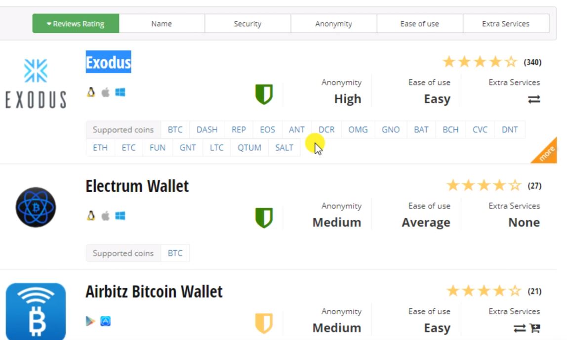 Cryptocurrency wallets