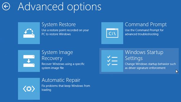 Windows Startup Settings