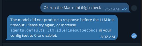 OpenClaw LLM idle timeout error message screenshot