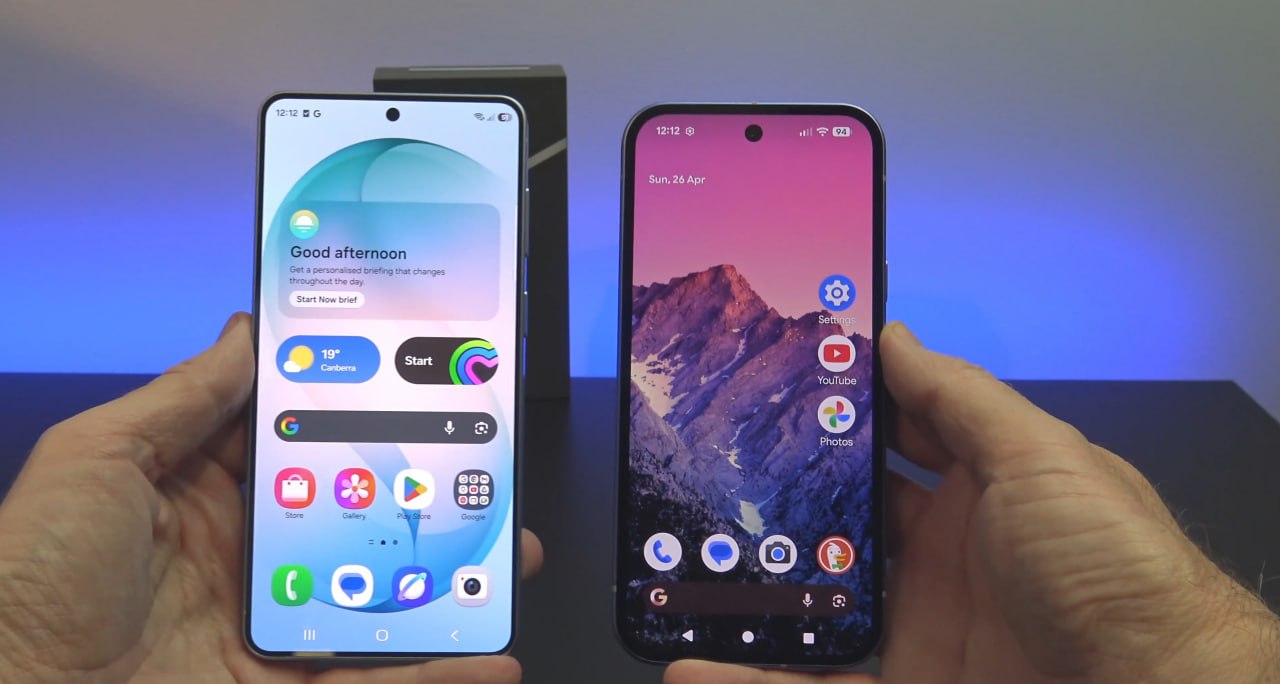 Samsung Galaxy S26 Plus compared side by side with the Google Pixel 10a